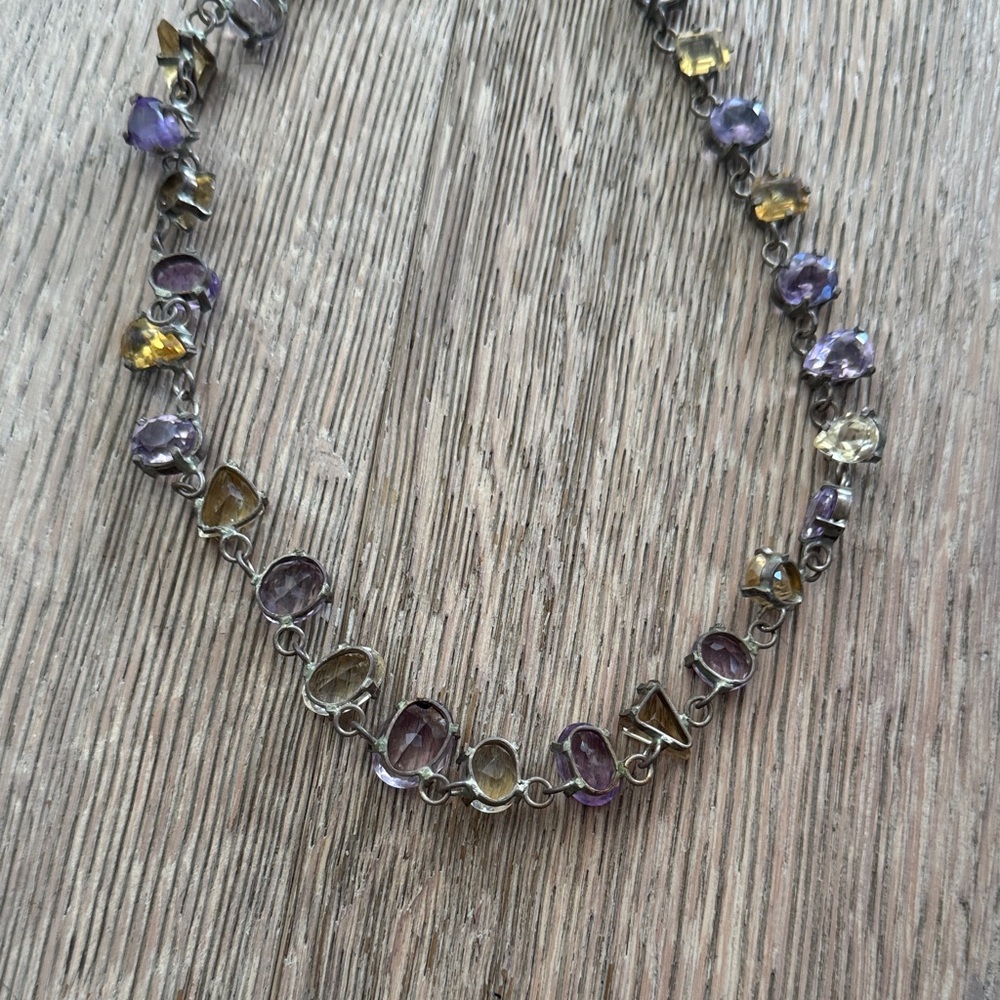 Amethyst and Citrine Silver Necklace